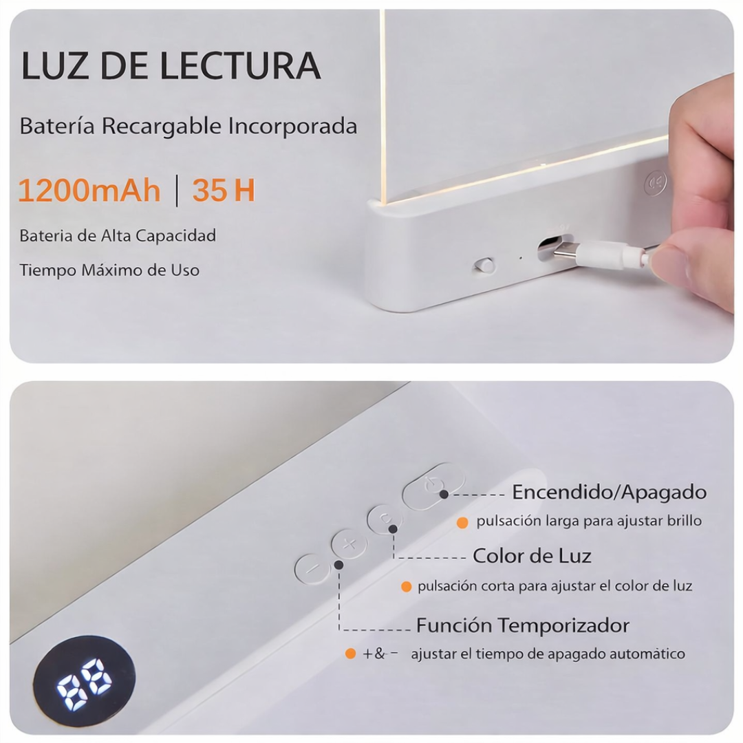 Luz LED de Lectura Recargable y Regulable